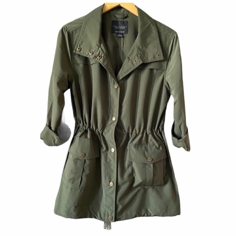 Sanctuary Olive Trench Drawstring Jacket M